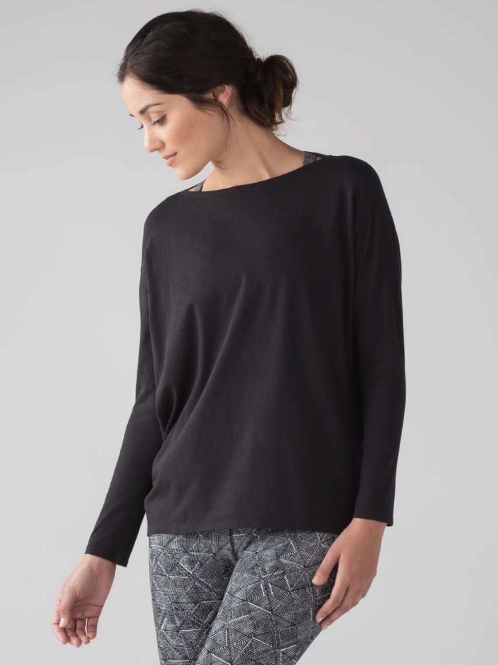 Lululemon Back in Action Long Sleeve Black Size XS Pima Cotton Tunic